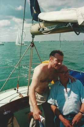 Dad sailing with Michael