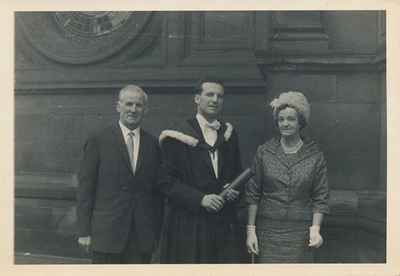 Dad graduating from Edinburgh - with his parents- Annie and John McCluney