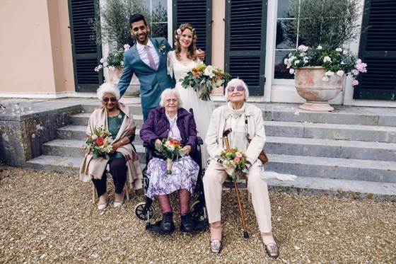 Great Grandmother Ursula at Aaron and Helen's wedding  June 2015- great grandmothers Mary and Diane 