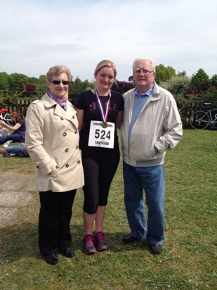 With gran and grandad after completing Thurston Fun Run