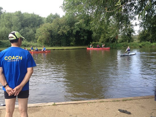 Allan coaching from the river bank