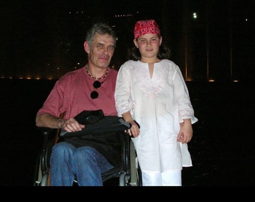 Phoebe with dad in Malaysia