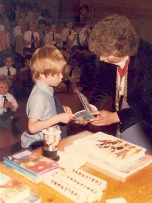 Westley's just receiving a prize for his School work...Boy's High School. Colchester!  Happy Days...