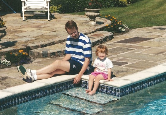 Me and Daddy at my Grandad's pool, about 15 years ago