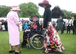 Mum, the Queen and Meg at the 2019 Buckingham Palace garden party in honor of her BEM