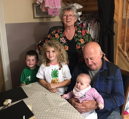 With great grandchildren James, Kayleigh and Lucy