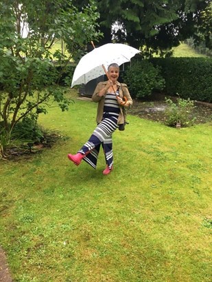 Only mum could rock a maxi dress and bright pink wellies!!! xx