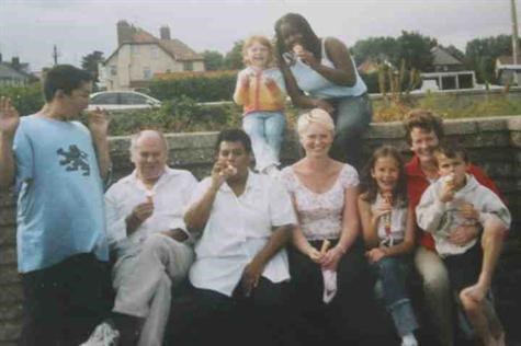 all of us with dad at felistow gr8 day gd memory