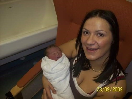Auntie kelly holding DYLAN few hours old xx