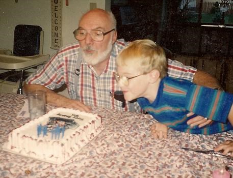 Granddad Bill celebrating Travis' birthday