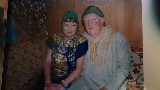 mum and dad in Egyptian outfits ?