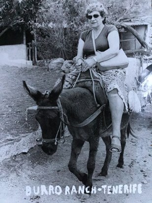 Dorothy on a donkey in the eighties 