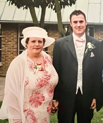 Shirley with her gorgeous boy  on his wedding  day 2005