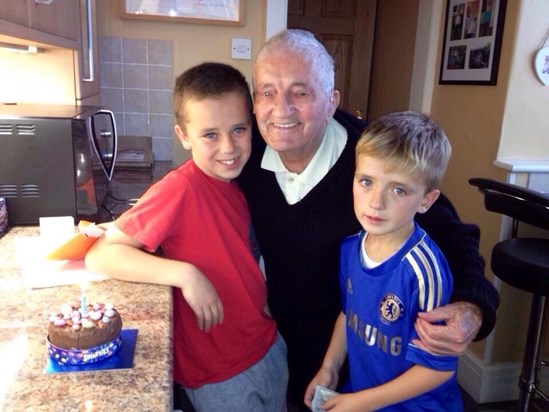 Bob with his great grandsons, Robert and Bradley