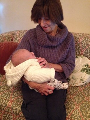 First cuddle with Grandson Dexter - November 2014