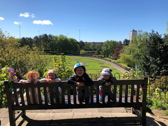12th May 2019 - Flowers at your bench at Victoria Park with your 4 grandchildren 