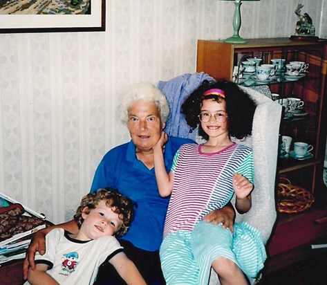 Sally with grandchildren Lizzie and Mark