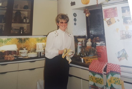 Dilys in my kitchen 1990 love Anita Clegg xx