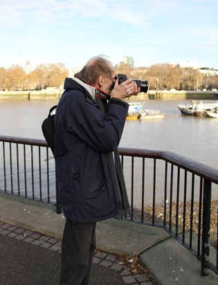 Nigel with camera, London Embankment December 2012