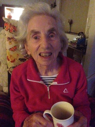 Mum enjoying a cup of tea at home in Hurstpierpoint (August 2020)