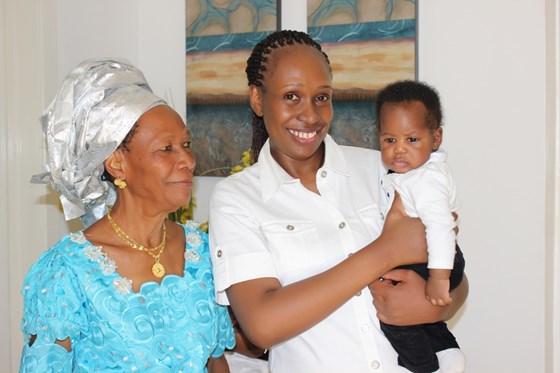 With her daughter and grandson