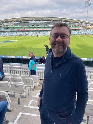 At his beloved cricket venue, The Oval.