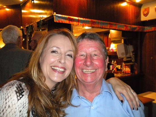 Dad looking Rosy at his 70th with Debbie
