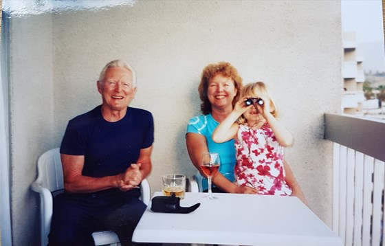 Grandad with Janette and Lillie in tenerife