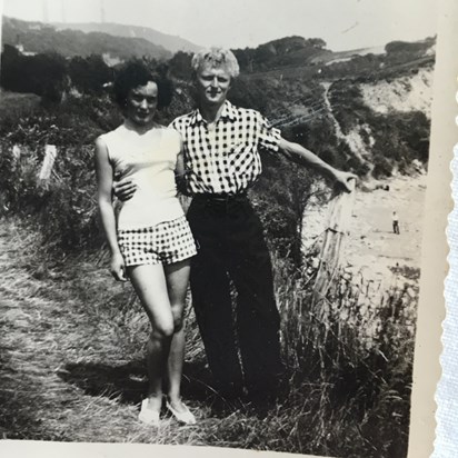 Mum and Dad on their honeymoon. Matching gingham