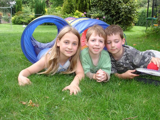 William playing in the garden at Ledborough Lane with his cousins Ellena and Matthew in 2007