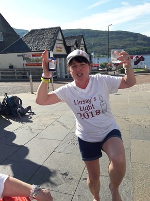 Wee Janice doing her "happy" dance at the end of 4 days walking the West Highland Way!!