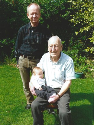 Fin with Great Grandad Ron, and Little Grandad