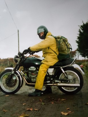 Julian on his pre-1972, 850 cc, V-twin Moto Guzzi, 1993