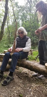 In Julian's Wood, with his mum as a Forest School pupil