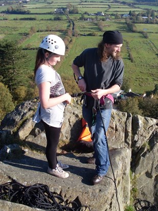 Nadine rock-climbing  with Julian - bonding via another outdoor pursuit