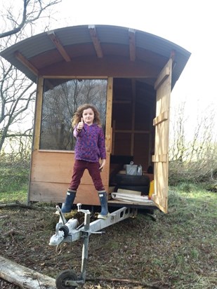 Shepherd's Hut in Julian's wood - designed and built by Julian