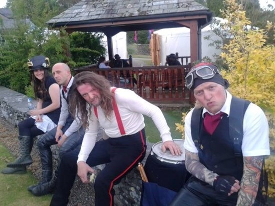 Ju & some of the Deatbeats at Cragwood House/Brathay gig, June 2015 (NB Thermals in June!) 