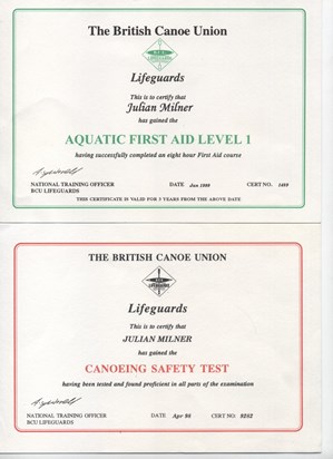 Canoeing - Lifeguards Certification 1998/99