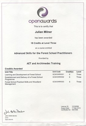 Forest School Certificate 2