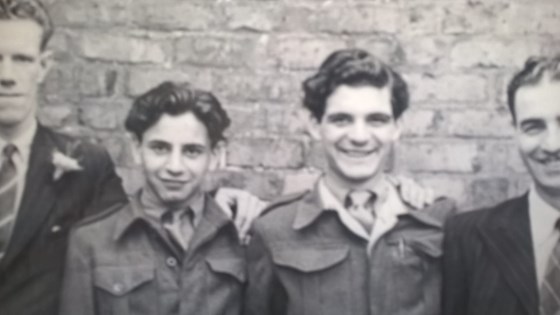 Dad and his brother Peter. Boy soldiers, just after the war. 