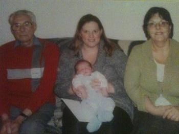 Grandad with my sister Leanne, her little boy Codi (Great grandson) and my mum linda his daughter