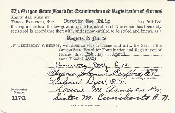 RN License - April 1949