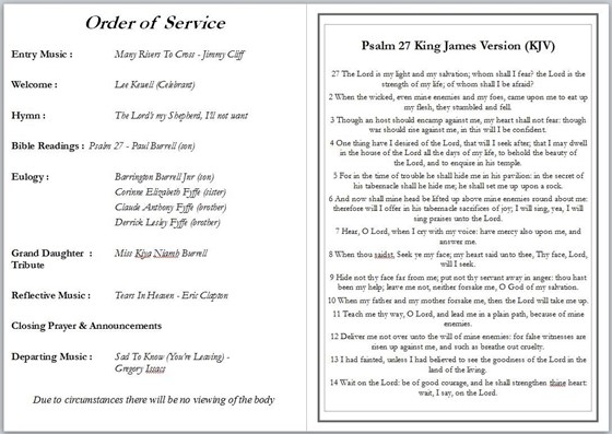 Order of Service Page 2 and 3
