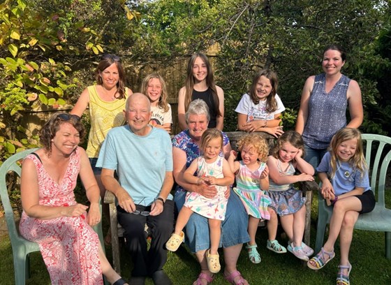 Ian, Sue, 3 girls and 7 grandchildren 