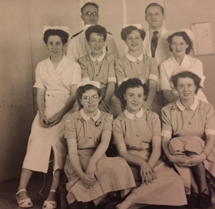 Mum (bottom right with her knees tucked in).  Qualified as a nurse at Salford Royal Hospital
