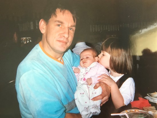 With Ellie and baby Fran, Christmas 1997.