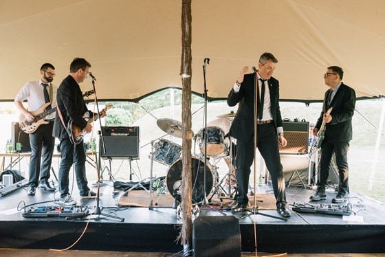 Red Corner rocking it on 7 July 2018 at Dairsie Castle, Scotland at Rik's niece's wedding.