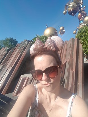 Sam even got some sparkly Mini Mouse ears at Disneyland Paris. July 2019