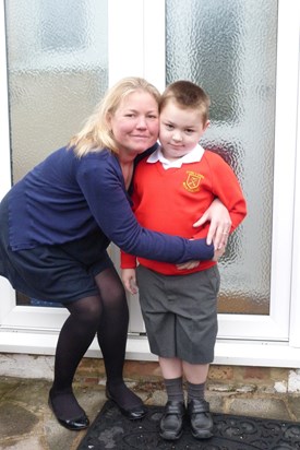 Clare and Charlie first day of primary school 