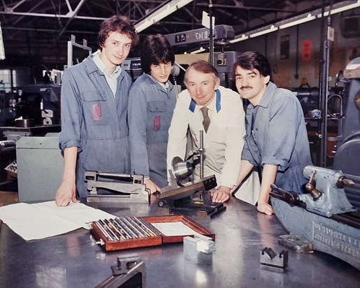 Peter & apprentices at Rolls Royce